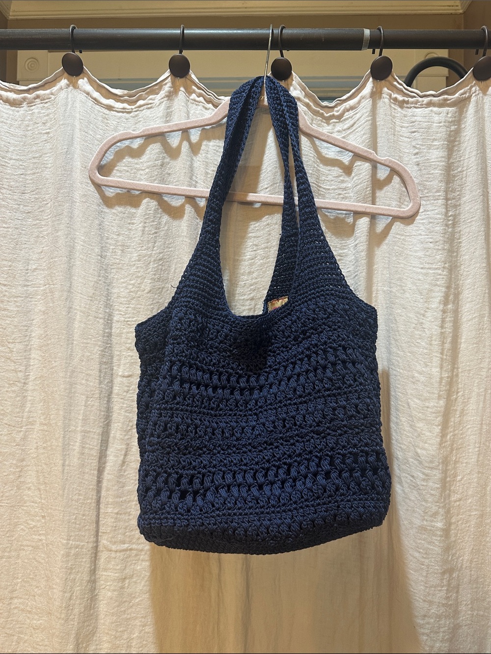 Lina Navy Crochet Tote